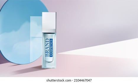 Cosmetics product design with mirror. Abstract background. Realistic vector illustration .