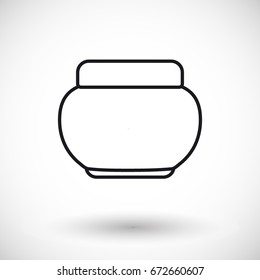 Cosmetics product vector thin line web icon, Outline design of design of skincare, hygiene or beauty bottle with round shadow, vector illustration with shadows