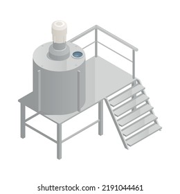 Cosmetics production icon with isometric factory equipment 3d vector illustration