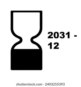 Cosmetics products Best Before End Of Date BBE symbol. Black hourglass icon.