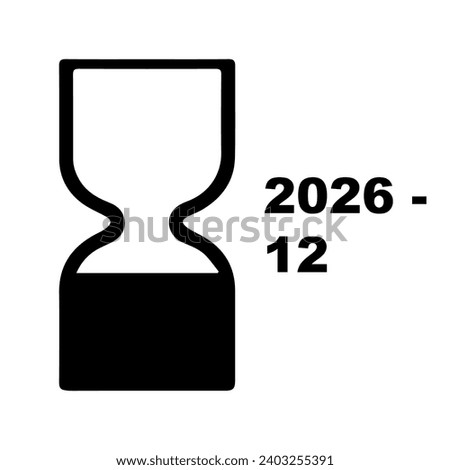 Cosmetics products Best Before End Of Date BBE symbol. Black hourglass icon.