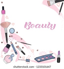 Cosmetics Products Fashion Makeup Banner Vector Stock Vector (Royalty ...