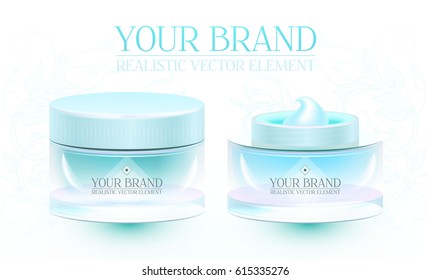 Cosmetics Promotion Template with Your Brand Creme Package. Vector illustration.