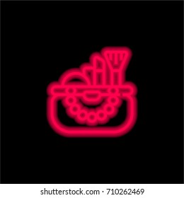 Cosmetics red glowing neon ui ux icon. Glowing sign logo vector