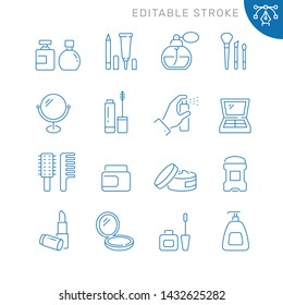 Cosmetics related icons. Editable stroke. Thin vector icon set