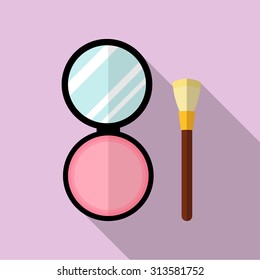 Cosmetics rouge icon with long shadow. Flat, vector, illustration.