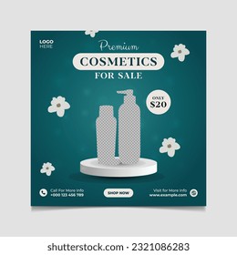 Cosmetics sale sale social media post vector template