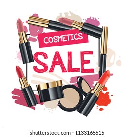 Cosmetics sale vector banner - template