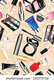 Cosmetics seamless background,