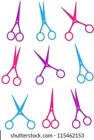 cosmetics set of colorful scissors silhouette