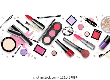 Cosmetics set, hand drawn style vector illustration