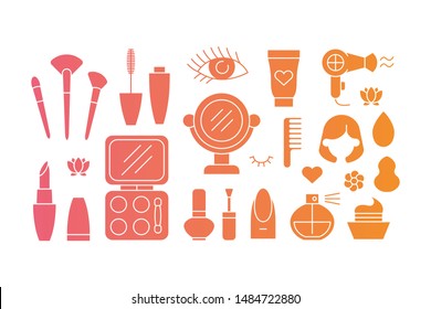 Cosmetics Set Icons. Beauty concept vector illustration.