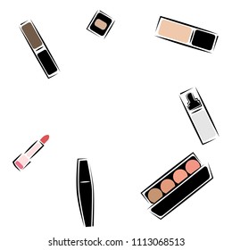 cosmetics set sketch vector set makeup