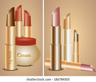 Cosmetics set of two with lipsticks & face cream