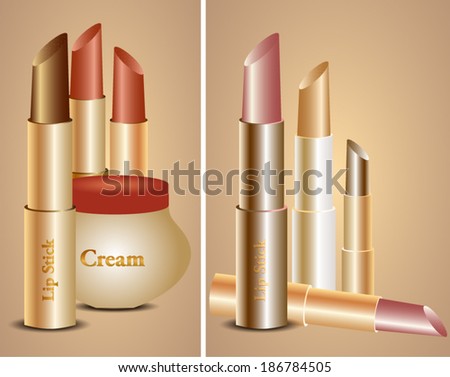 Cosmetics set of two with lipsticks & face cream
