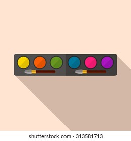 Cosmetics shadows icon with long shadow. Flat, vector, illustration.