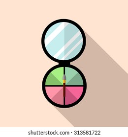 Cosmetics shadows icon with long shadow. Flat, vector, illustration.