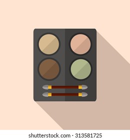 Cosmetics shadows icon with long shadow. Flat, vector, illustration.