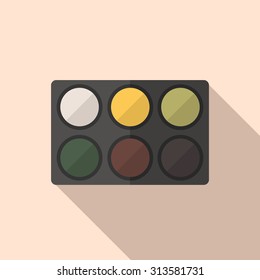 Cosmetics shadows icon with long shadow. Flat, vector, illustration.