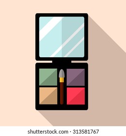 Cosmetics shadows icon with long shadow. Flat, vector, illustration.