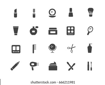 Cosmetics silhouettes icons set