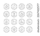 Cosmetics and skin care line label set. Hypoallergenic, paraben free natural cosmetics vector labels.
