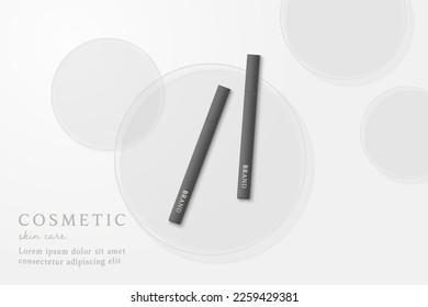 Cosmetics and skin care product ads template on gray background.