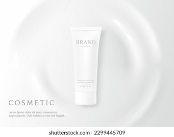 Cosmetics and skin care product ads template on white foam background.