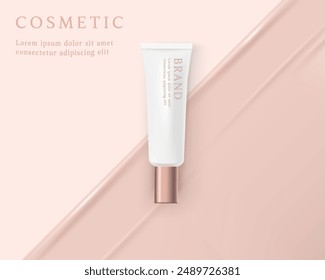 Cosmetics and skin care product ads template on foundation background.