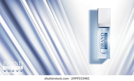 Cosmetics or skin care product ads with Light Blue Background .  banner ad for beauty products . vector design.