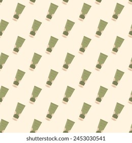 Cosmetics Skincare lotion seamless pattern. Moisturizing face products endless background. Flat vector illustration.