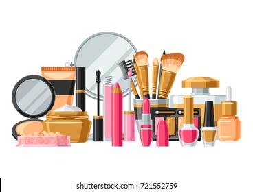 Cosmetics for skincare and makeup. Banner for catalog or advertising.