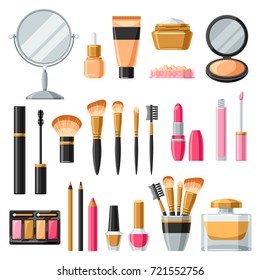 Cosmetics for skincare and makeup. Product set for catalog or advertising.