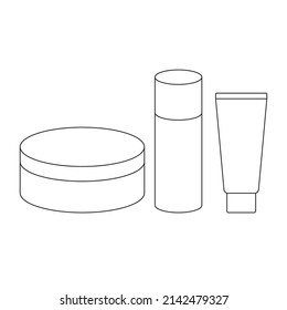 Cosmetics and skincare package set illustration