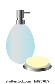  Cosmetics, soap and liquid soap, on a white background
