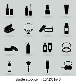 Cosmetics Solid Web Icons. Vector Set of Beauty Glyphs.