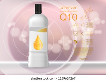 Cosmetics solution.  Supreme collagen oil drop essence with DNA helix. Background Concept Skin Care Cosmetic. 