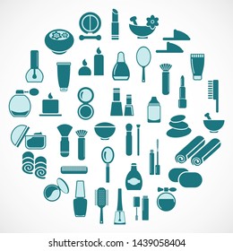 cosmetics and spa icons, cosmetic procedure, vector set