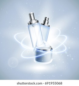 Cosmetics template for ads. Graphic concept for your design.