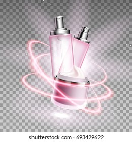 Cosmetics template for ads. Graphic concept for your design.