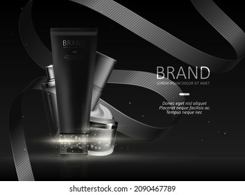 Cosmetics template for ads. Illustration for annual sale or christmas sale. Graphic concept for your design