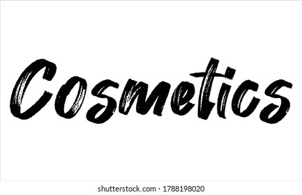 cosmetics Typography Brush Hand drawn Black text lettering and phrase isolated on the White background
