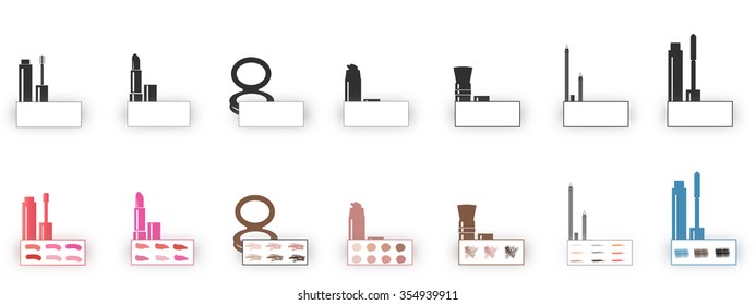 cosmetics and various shades vector