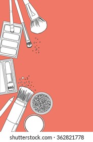 Cosmetics vector icon cartoon background coral vertical