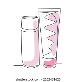 Cosmetics vector illustration drawn in line art style