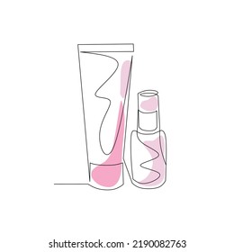 Cosmetics vector illustration drawn in line art style