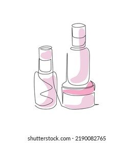 Cosmetics vector illustration drawn in line art style