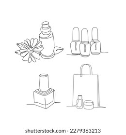 Cosmetics vector illustration drawn in line art style