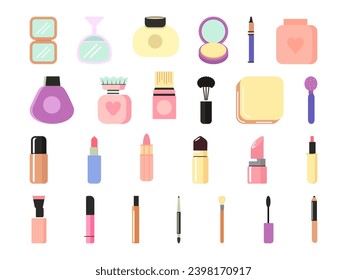 Cosmetics Vector Illustration Set, suitable for design of cosmetic products, makeup artists, cosmetic shops, skin care, and beauty workshops