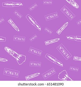 Cosmetics vector seamless hand drawn pattern
